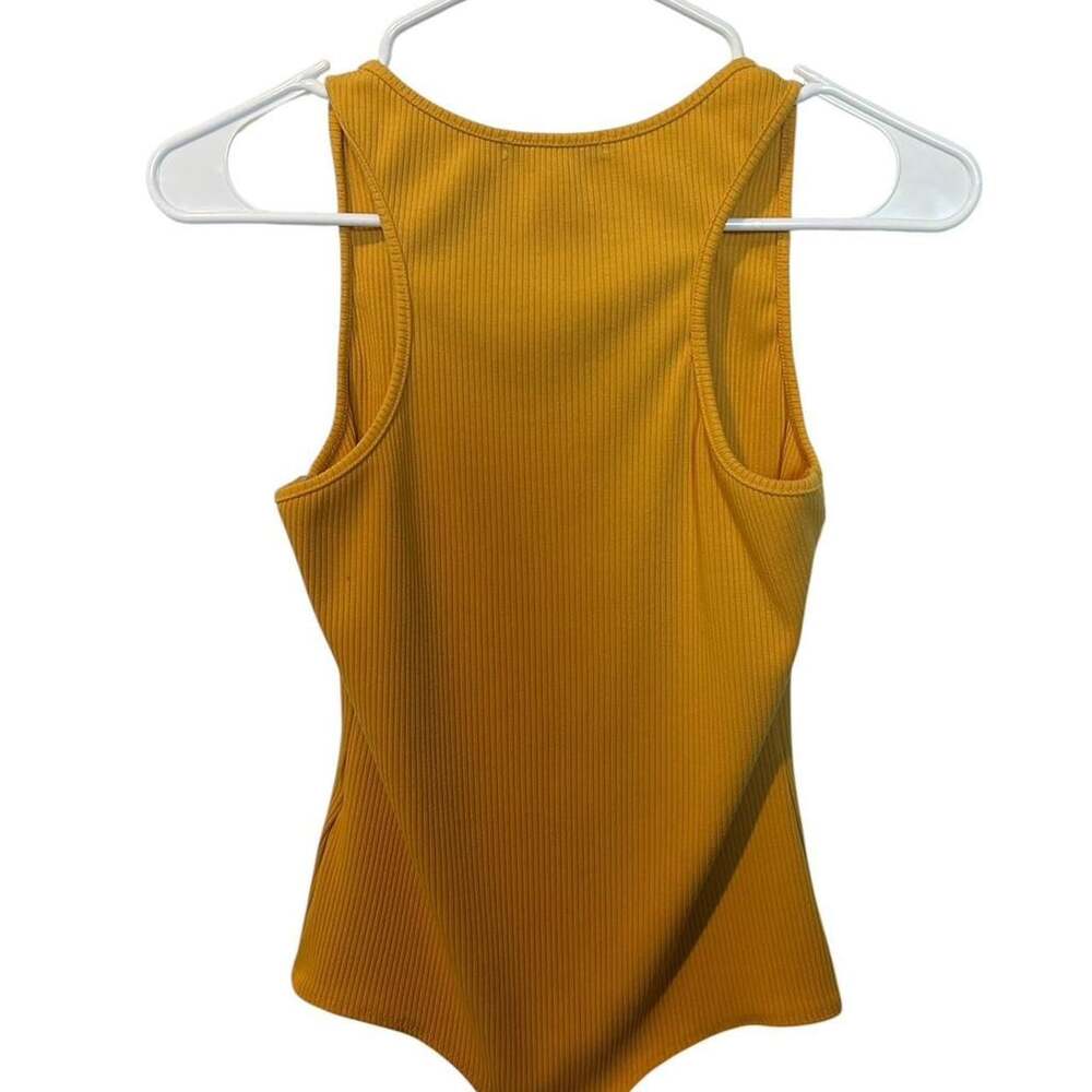 Papaya Mustard Yellow Ribbed Racerback Bodysuit - Picture 3 of 3